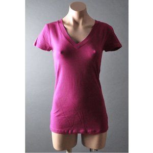 Plum Purple Comfy Casual V-Neck T-Shirt Tee Top